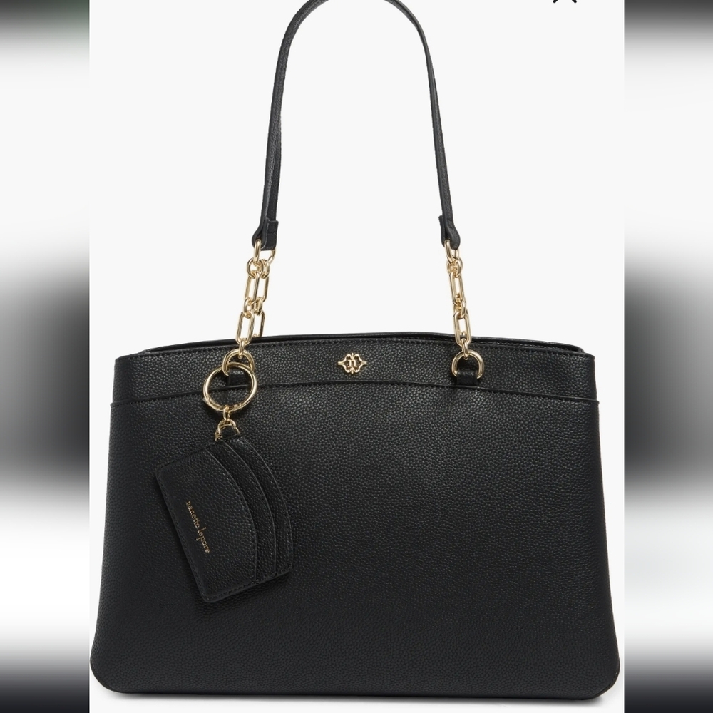 Nanette Lepore Black Shoulder Bag With Gold Accents